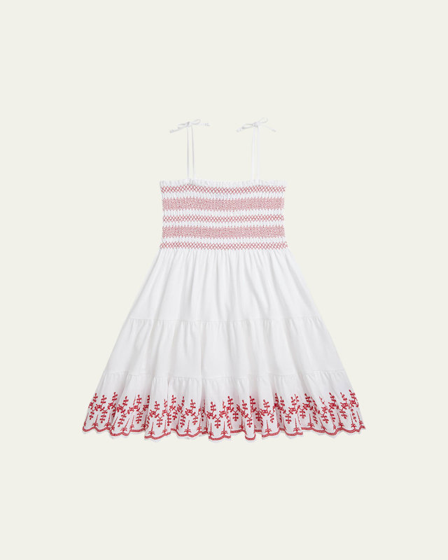 Girl's Eyelet Embroidered Smocked Dress, Size 2-6X